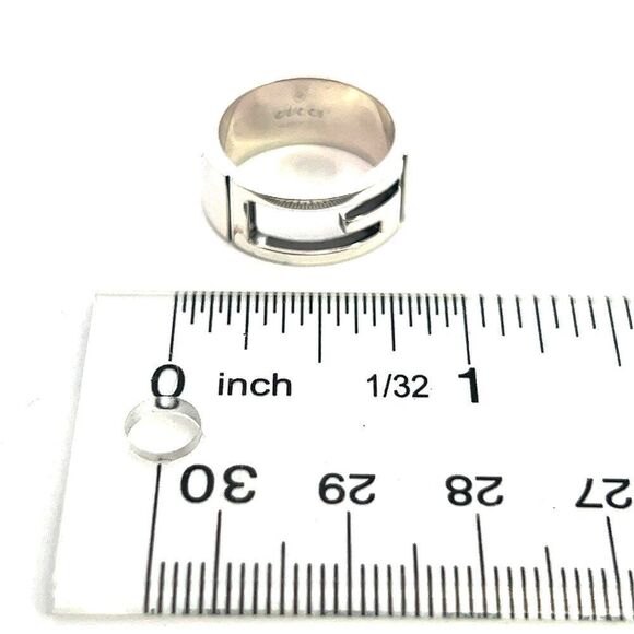 Gucci Estate Ring Size 5.5 Sterling Silver Height 8 mm G28 - Picture 7 of 11